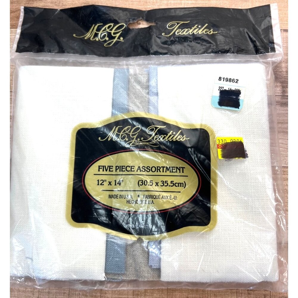 M.C.G. Textiles Five Piece Assorted Linen 12" X 14"  22 Ct For Cross-stitch